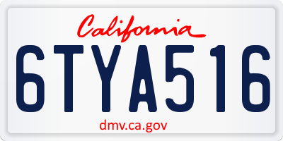 CA license plate 6TYA516