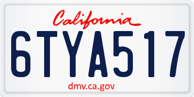 CA license plate 6TYA517
