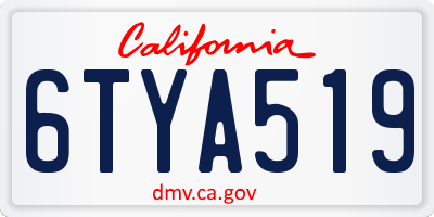 CA license plate 6TYA519