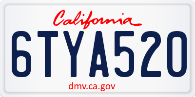 CA license plate 6TYA520
