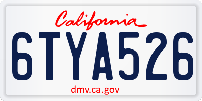 CA license plate 6TYA526