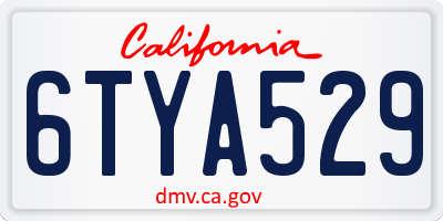 CA license plate 6TYA529