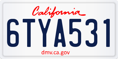 CA license plate 6TYA531