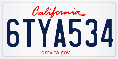 CA license plate 6TYA534