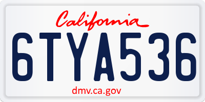 CA license plate 6TYA536