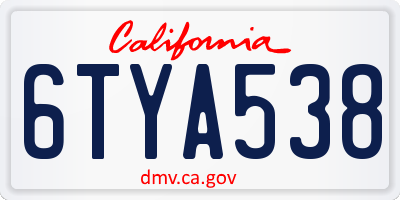 CA license plate 6TYA538