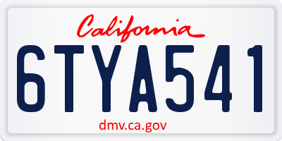 CA license plate 6TYA541