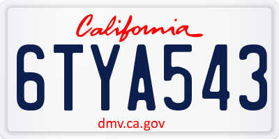 CA license plate 6TYA543