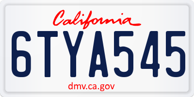 CA license plate 6TYA545