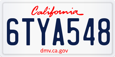 CA license plate 6TYA548