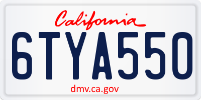 CA license plate 6TYA550