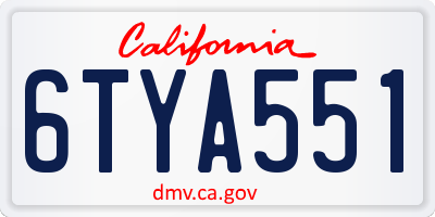 CA license plate 6TYA551