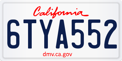 CA license plate 6TYA552