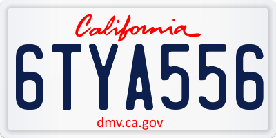 CA license plate 6TYA556