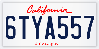 CA license plate 6TYA557