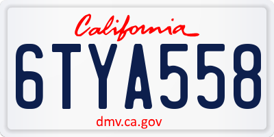 CA license plate 6TYA558