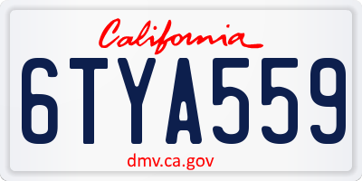 CA license plate 6TYA559