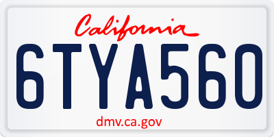CA license plate 6TYA560