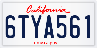 CA license plate 6TYA561