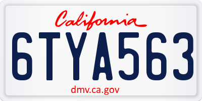 CA license plate 6TYA563