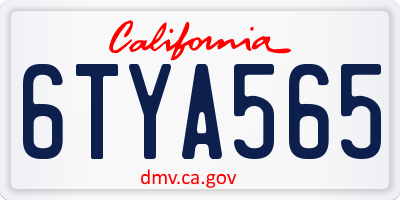 CA license plate 6TYA565