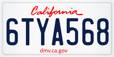 CA license plate 6TYA568