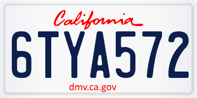 CA license plate 6TYA572