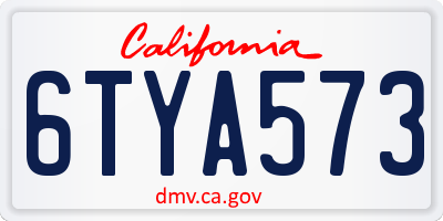 CA license plate 6TYA573