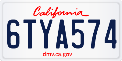 CA license plate 6TYA574