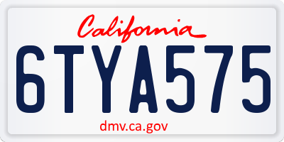 CA license plate 6TYA575