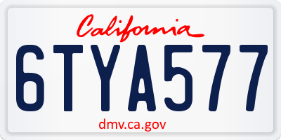 CA license plate 6TYA577