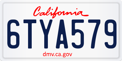 CA license plate 6TYA579
