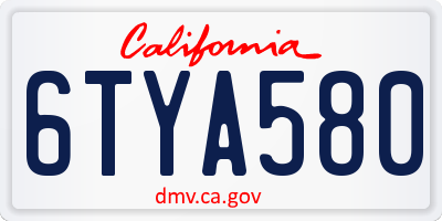 CA license plate 6TYA580