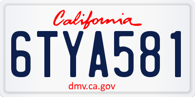 CA license plate 6TYA581