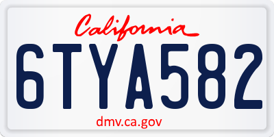CA license plate 6TYA582