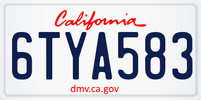 CA license plate 6TYA583