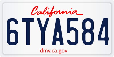 CA license plate 6TYA584
