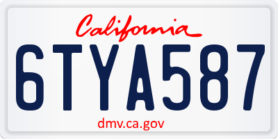 CA license plate 6TYA587