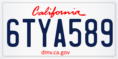CA license plate 6TYA589