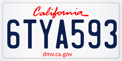 CA license plate 6TYA593