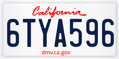 CA license plate 6TYA596