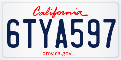 CA license plate 6TYA597