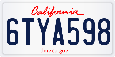 CA license plate 6TYA598