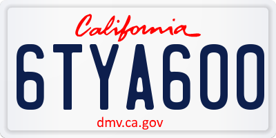 CA license plate 6TYA600