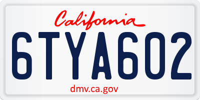 CA license plate 6TYA602