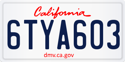 CA license plate 6TYA603