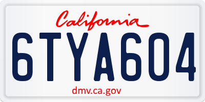 CA license plate 6TYA604
