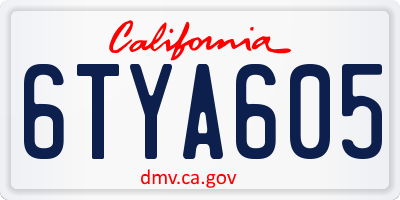 CA license plate 6TYA605