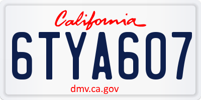 CA license plate 6TYA607
