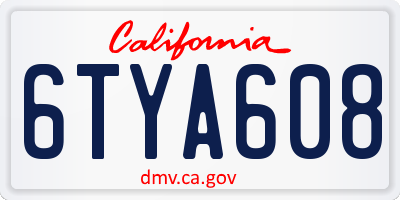 CA license plate 6TYA608